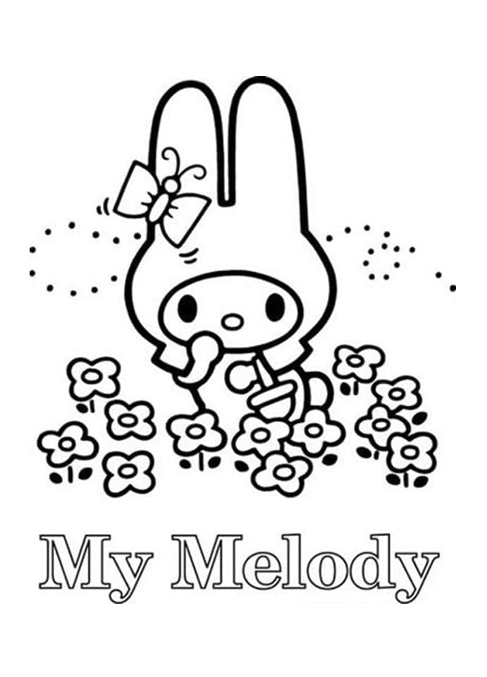 My Melody Serbest Yazdır Boyama Sayfası