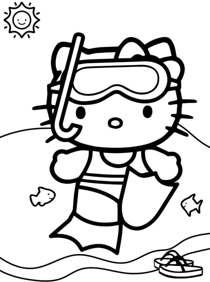 Neşeli Hello Kitty Boyama Sayfası