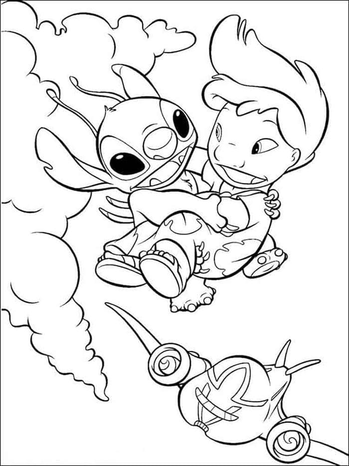 Neşeli Lilo ve Stitch Boyama Sayfası