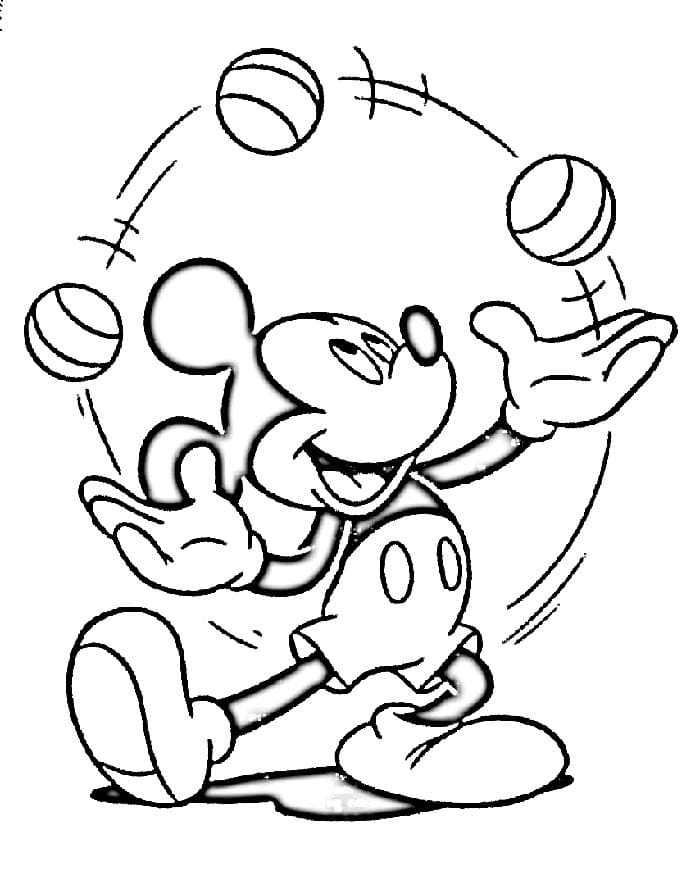 Neşeli Mickey Mouse Boyama Sayfası