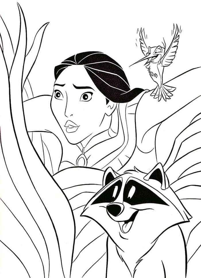 Neşeli Pocahontas Boyama Sayfası