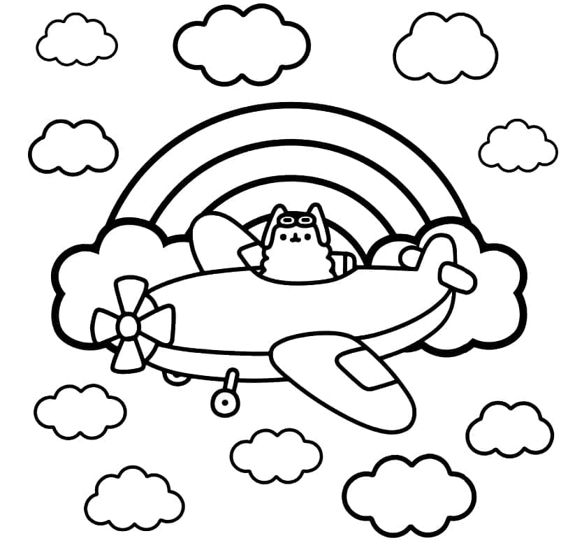 Neşeli Pusheen Boyama Sayfası