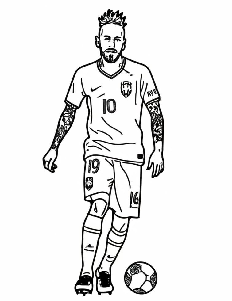 Neymar Ücretsiz Boyama Sayfası