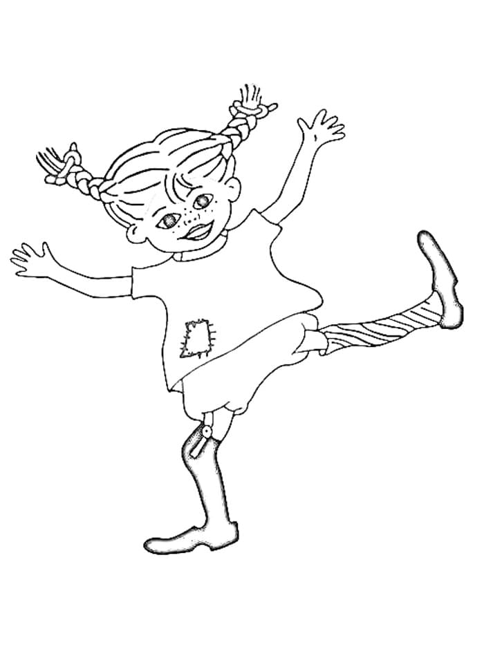 Pippi Uzunçorap Çizim Görseli Boyama Sayfası