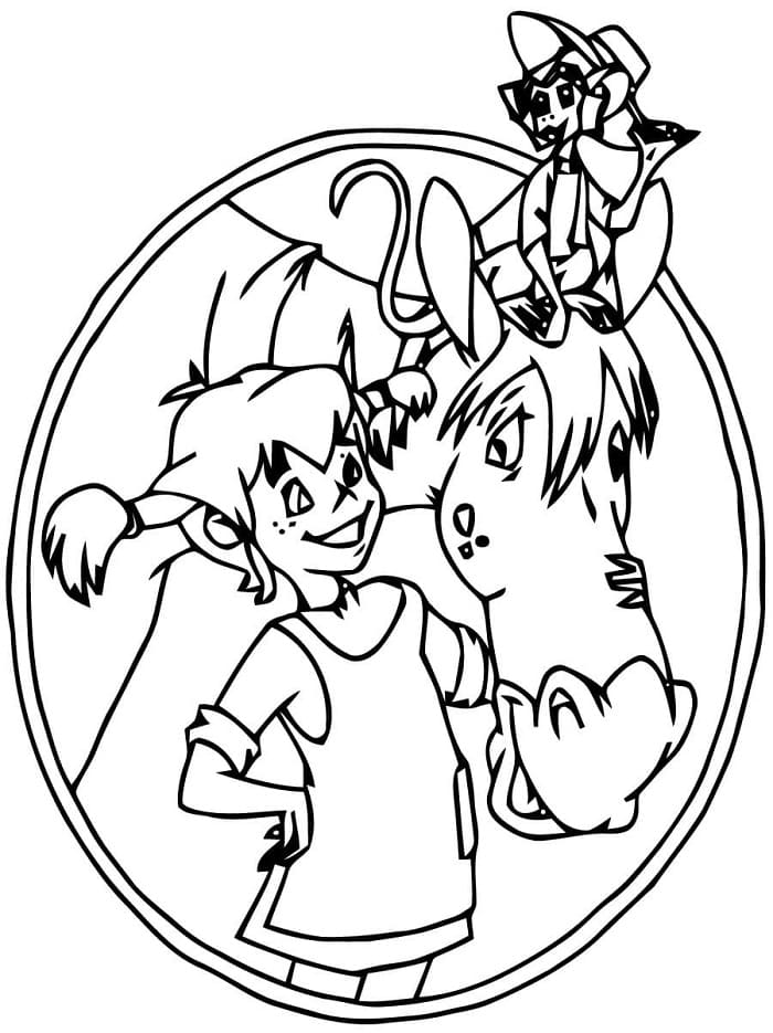 Pippi Uzunçorap Resmi Ücretsiz Boyama Sayfası
