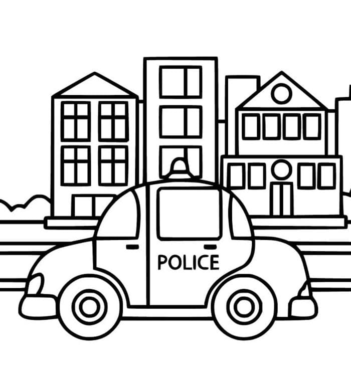 Polis Arabası Basılabilir Boyama Sayfası