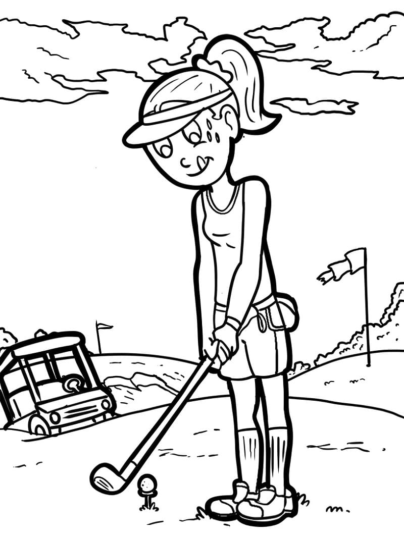 Profesyonel Golf Oyuncusu Boyama Sayfası