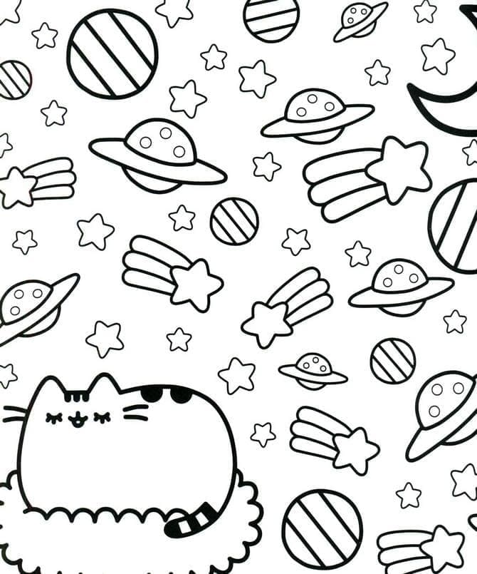 Pusheen yazdırmak için Boyama Sayfası