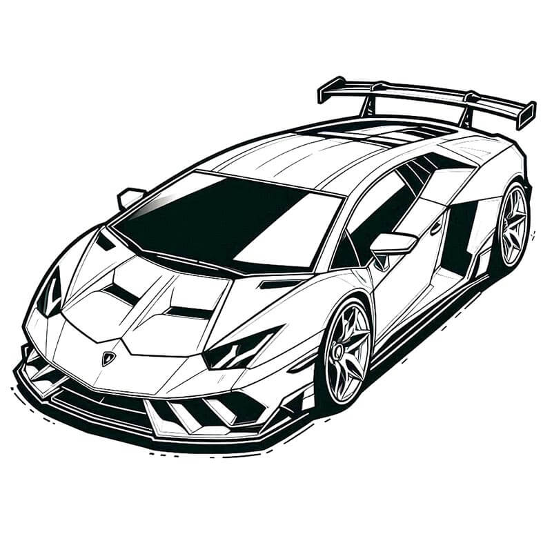 Renklendirilecek Lamborghini Otomobili Boyama Sayfası
