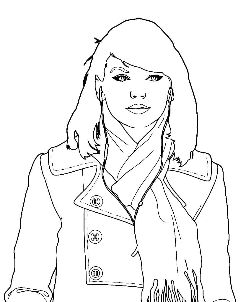 Şarkıcı Taylor Swift Boyama Sayfası