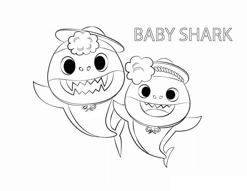 Sevgi dolu Baby Shark Boyama Sayfası