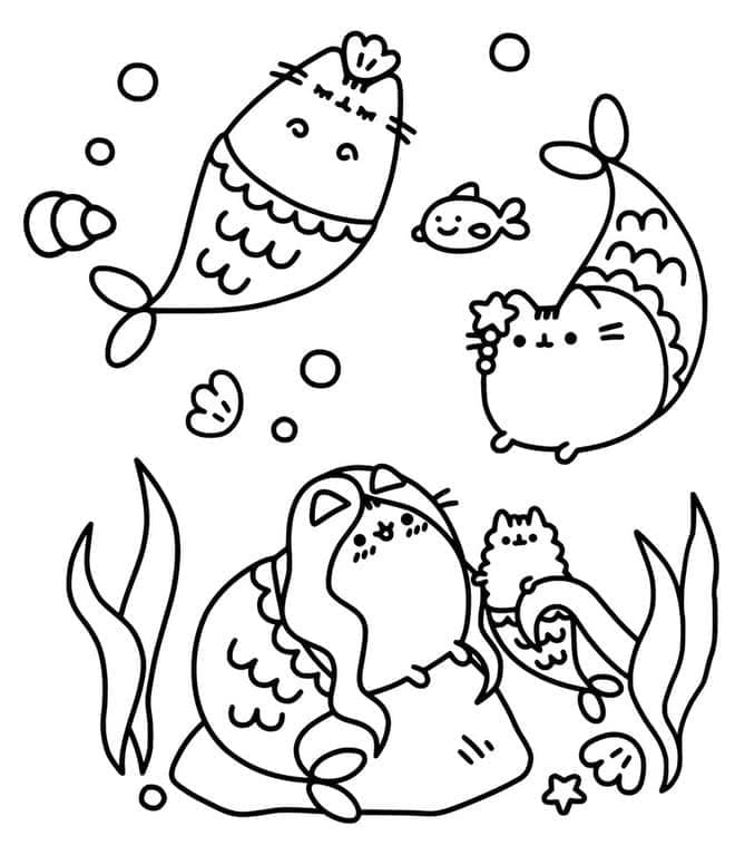 Sevgi dolu Pusheen Boyama Sayfası