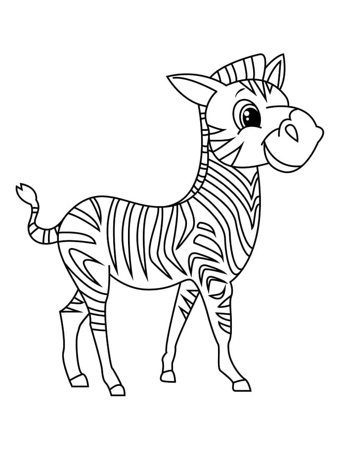 Sevimli Bir Zebra Boyama Sayfası