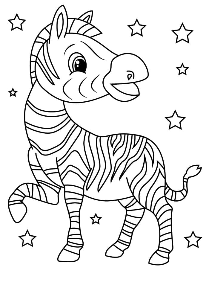 Sevimli Zebra Boyama Sayfası