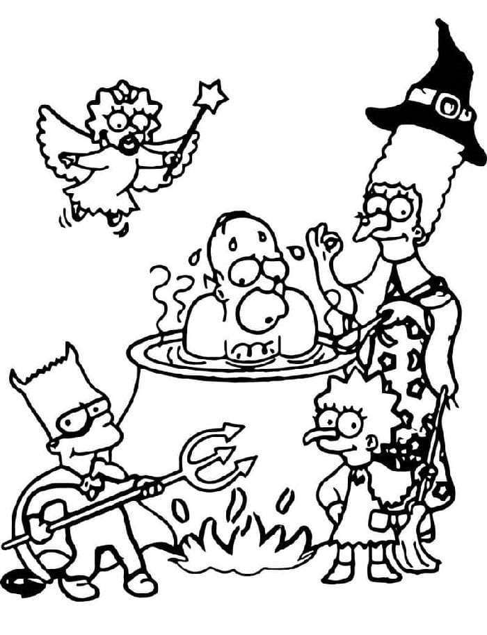 Simpsonlar yazdır Boyama Sayfası
