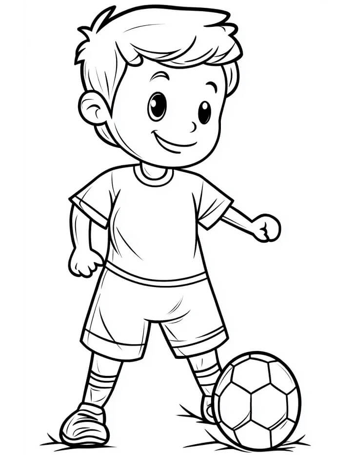 Şirin Çocuk ve Futbol Boyama Sayfası