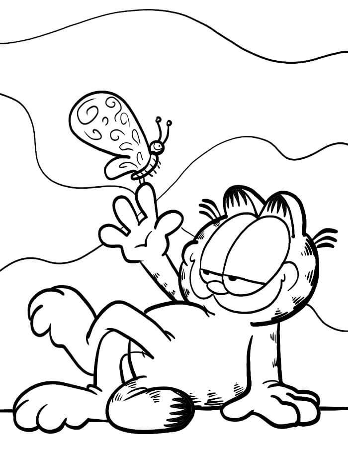 Şirin Garfield Boyama Sayfası