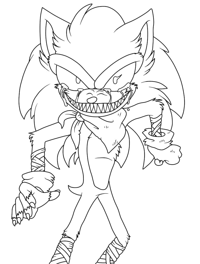 Sonic Exe Yazdırılabilir Boyama Sayfası