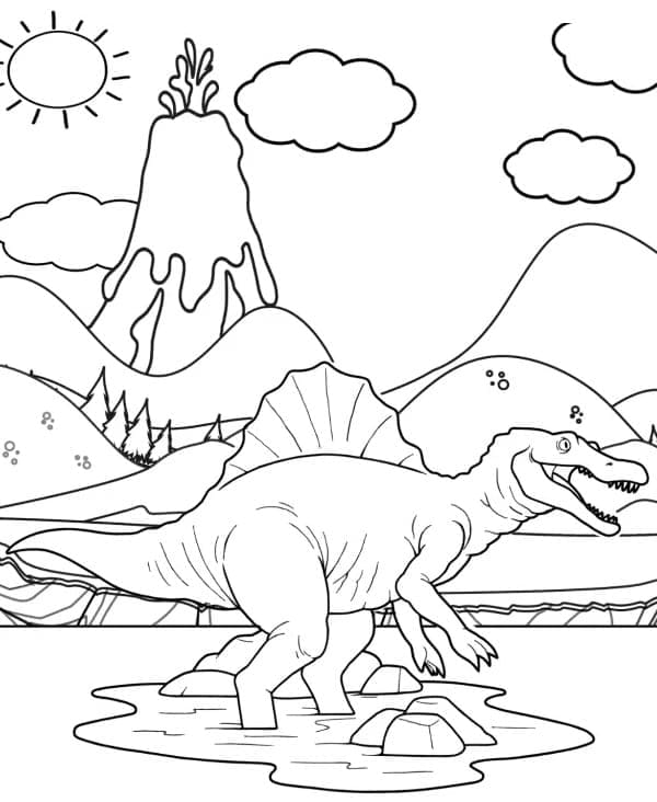 Spinosaurus Ücretsiz Boyama Sayfası