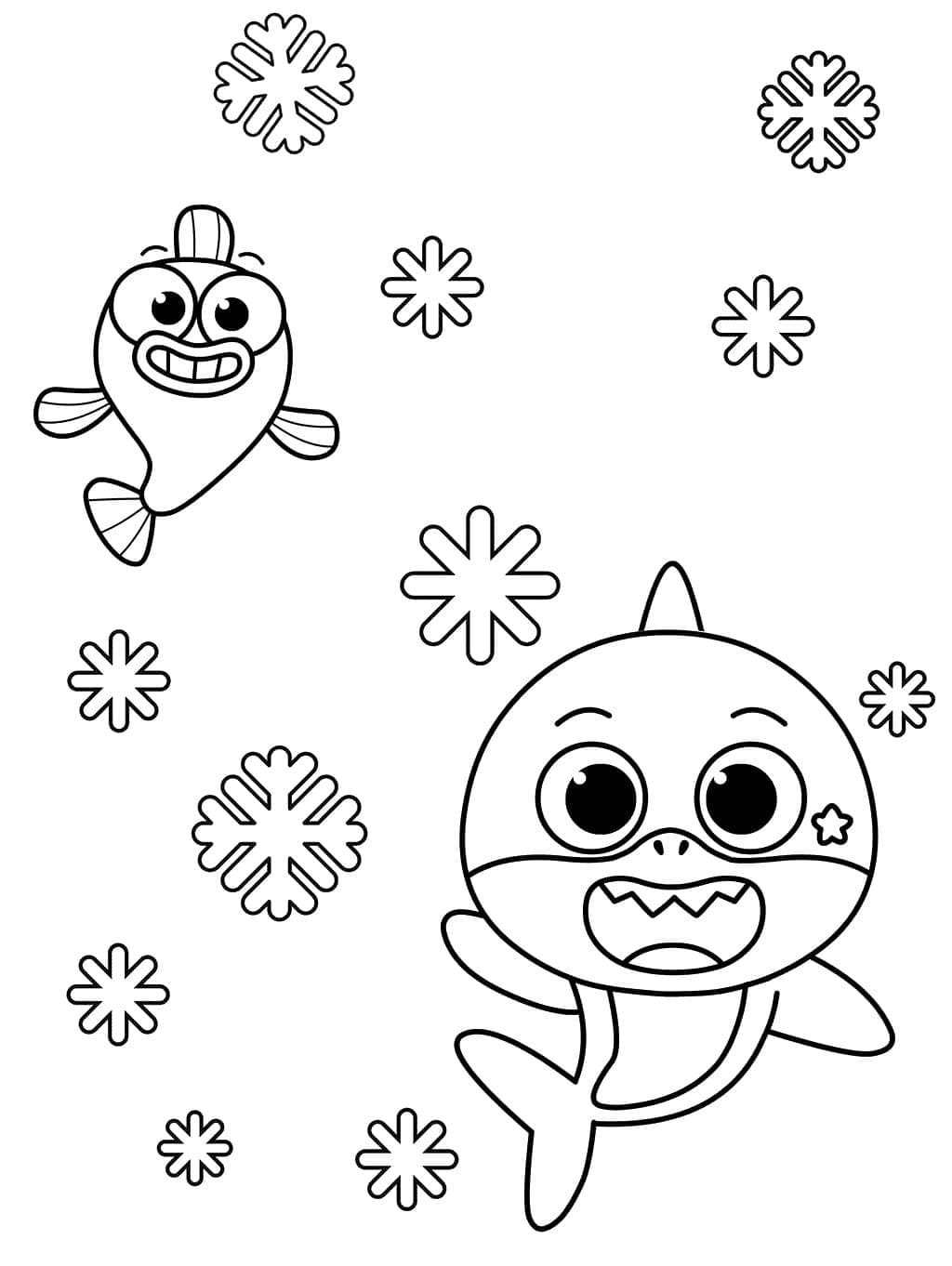 Tatlı Baby Shark Boyama Sayfası