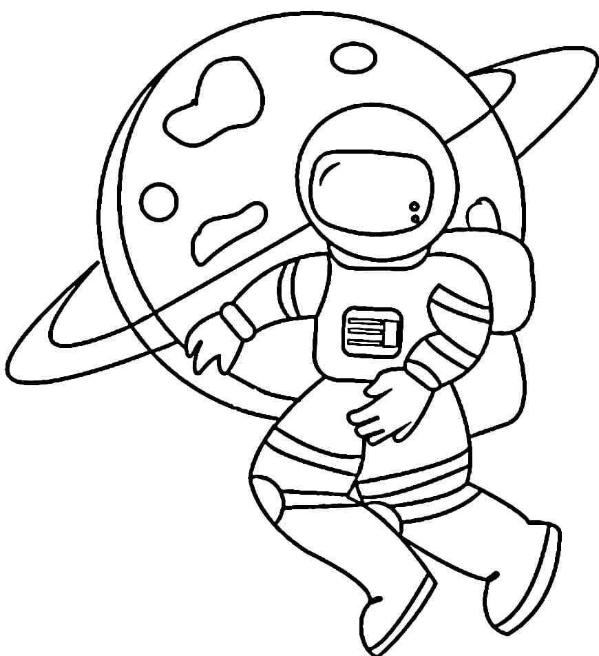 Ücretsiz Astronot Görseli Boyama Sayfası
