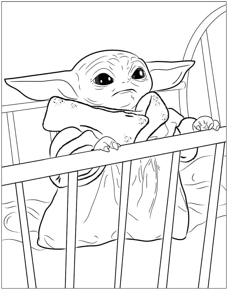 Ücretsiz Baby Yoda Görseli Boyama Sayfası