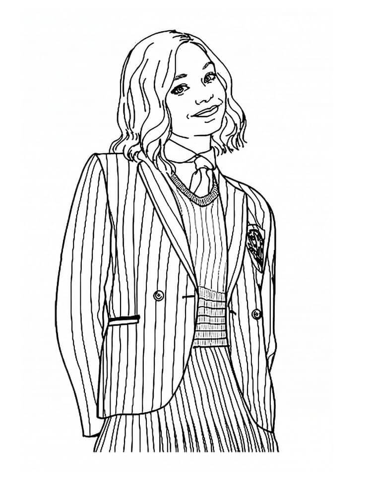Ücretsiz Baskı Wednesday Addams Boyama Sayfası