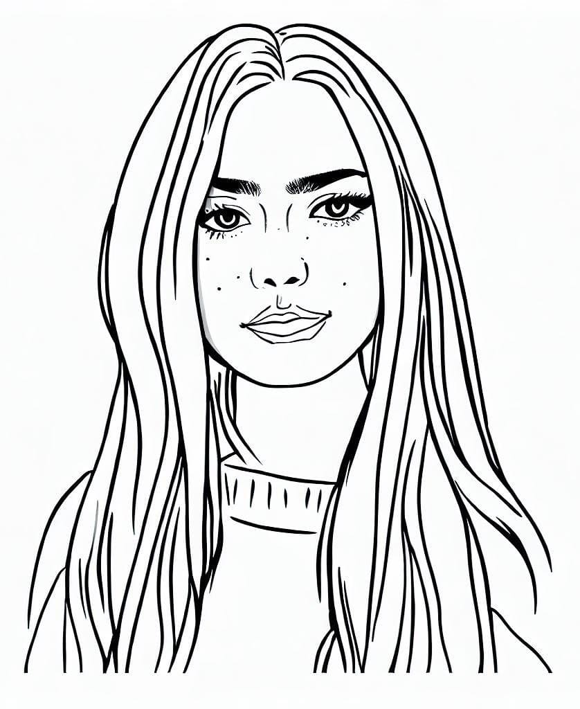 Ücretsiz Billie Eilish Baskı İçin Boyama Sayfası