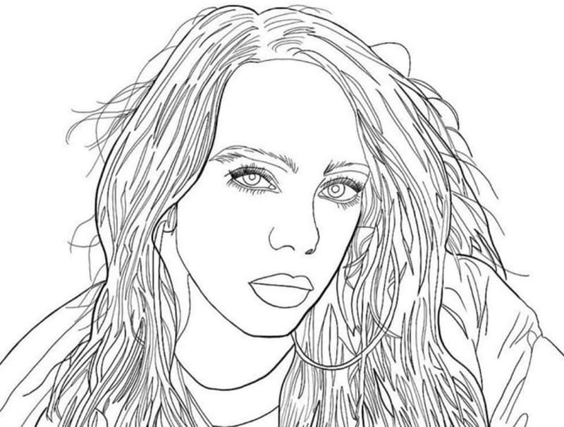 Ücretsiz Billie Eilish Yazdırılabilir Boyama Sayfası