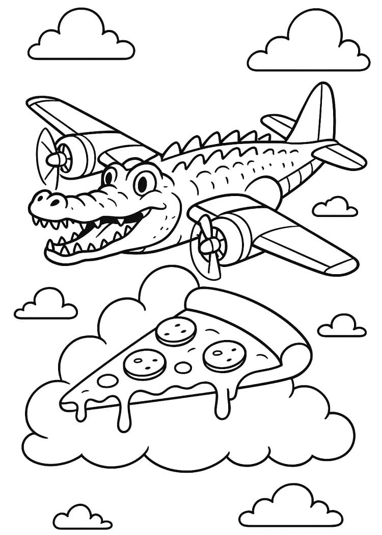 Ücretsiz Bombardino Crocodilo Görseli Boyama Sayfası