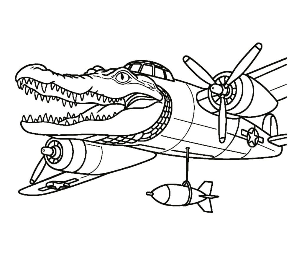 Ücretsiz Bombardino Crocodilo Boyama Sayfası