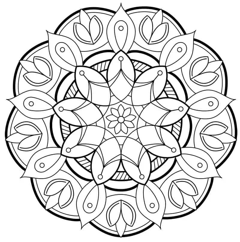 Ücretsiz Çiçek Mandala Desen Boyama Sayfası