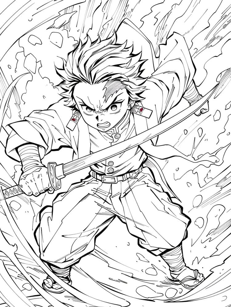 Ücretsiz Çıktı Alınabilir Demon Slayer Boyama Sayfası