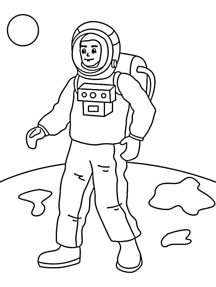 Ücretsiz Çocuklar İçin Astronot Boyama Sayfası