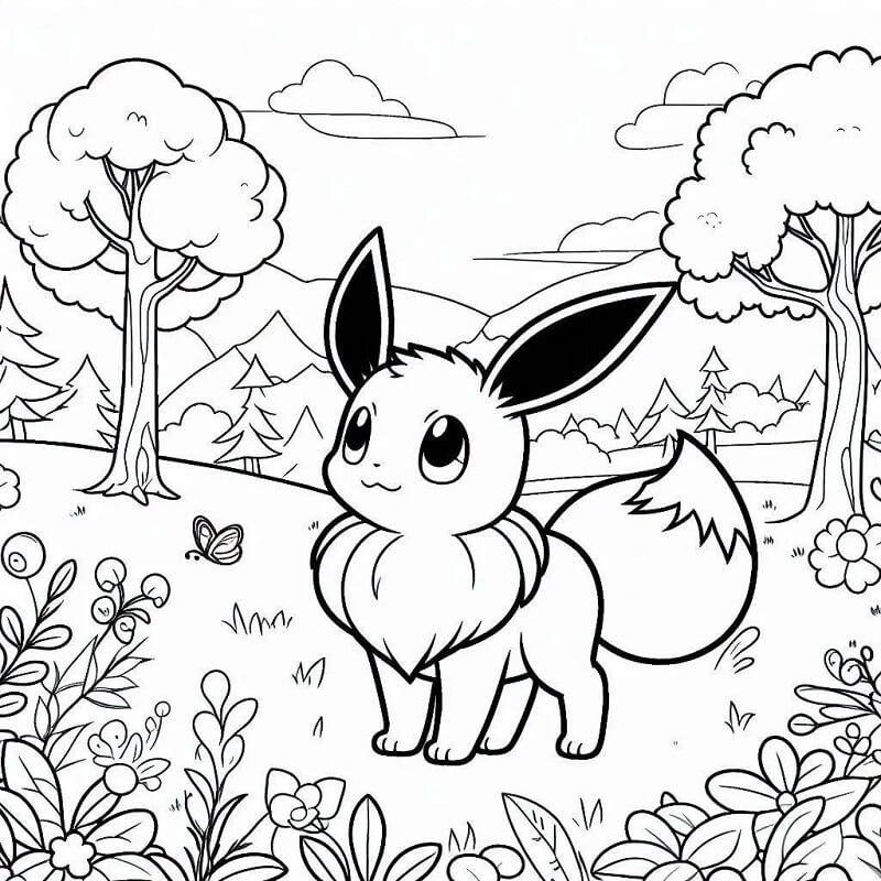 Ücretsiz Eevee Görseli Boyama Sayfası