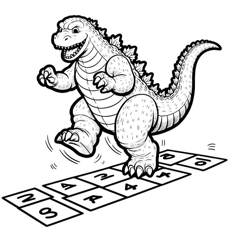 Ücretsiz Godzilla Görseli Boyama Sayfası