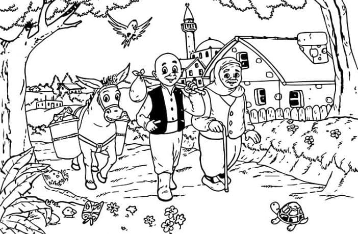 Ücretsiz Keloğlan Masalları Çocuklar İçin Boyama Sayfası