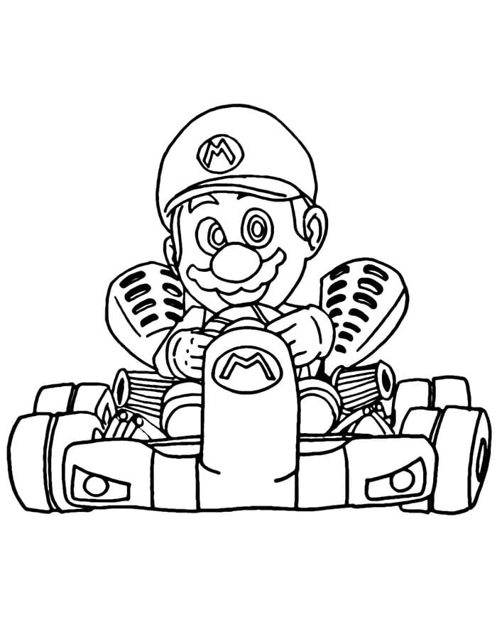 Ücretsiz Mario Kart görsel Boyama Sayfası