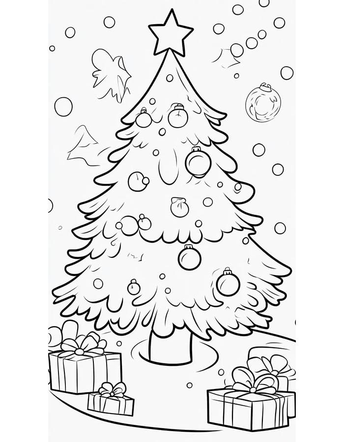 Ücretsiz Noel ağacı resmi Boyama Sayfası