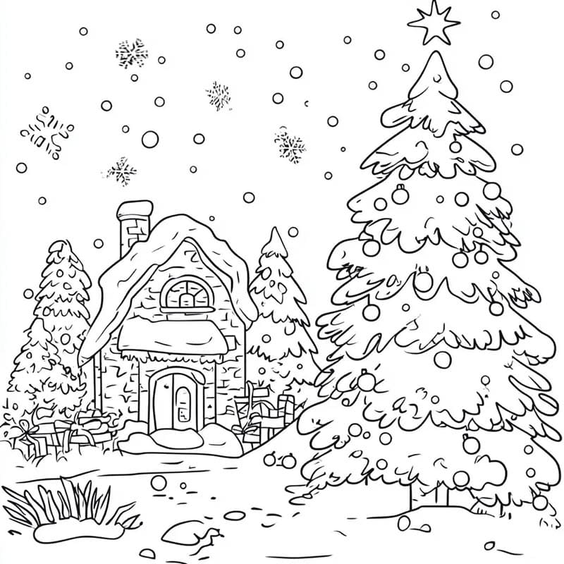 Ücretsiz Noel ağacı Boyama Sayfası