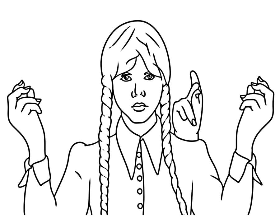Ücretsiz Wednesday Addams Boyama Sayfası