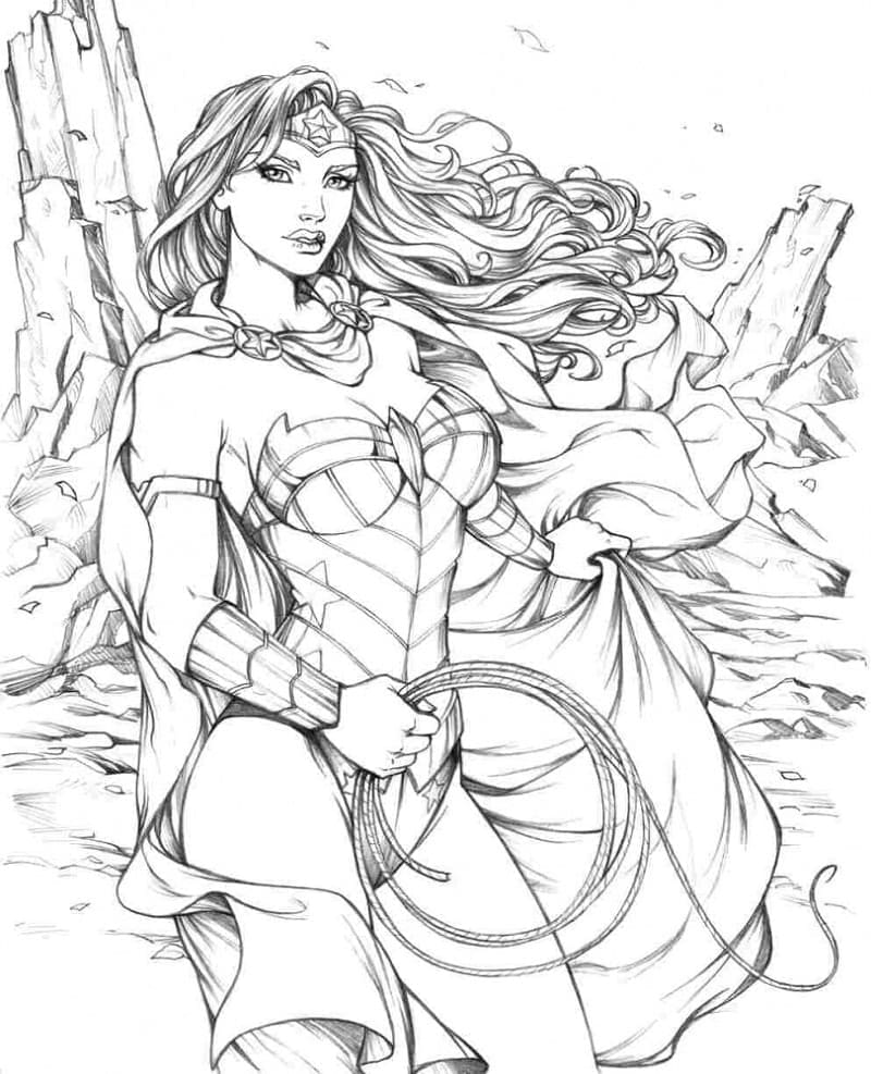 Ücretsiz Wonder Woman Görseli Boyama Sayfası