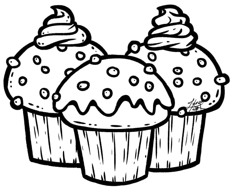 Ücretsiz Yazdırılabilir Cupcake Boyama Sayfası