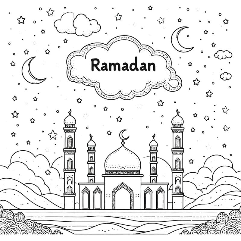 Ücretsiz Yazdırılabilir Ramazan Boyama Sayfası