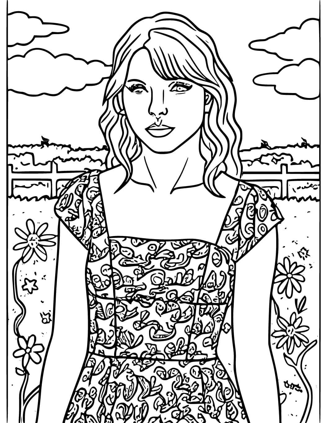 Ücretsiz Yazdırılabilir Taylor Swift Boyama Sayfası