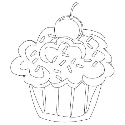 Ücretsiz Yazdırılacak Cupcake Boyama Sayfası