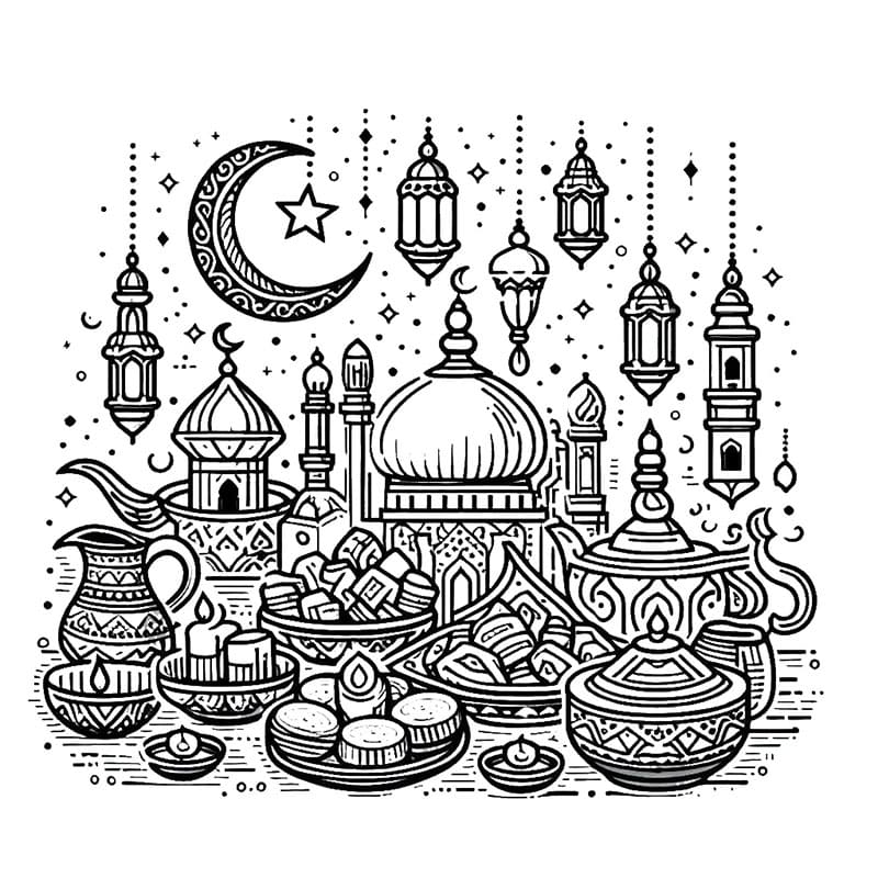 Ücretsiz Yazdırılacak Ramazan Boyama Sayfası