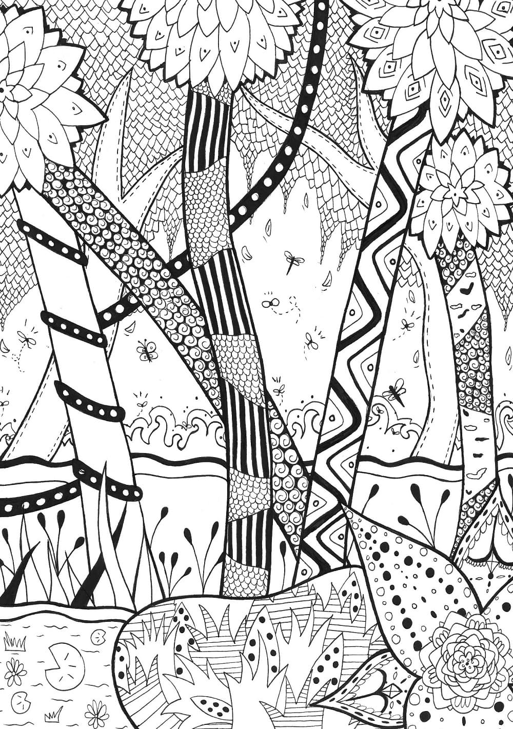 Ücretsiz Zentangle Desen Boyama Sayfası