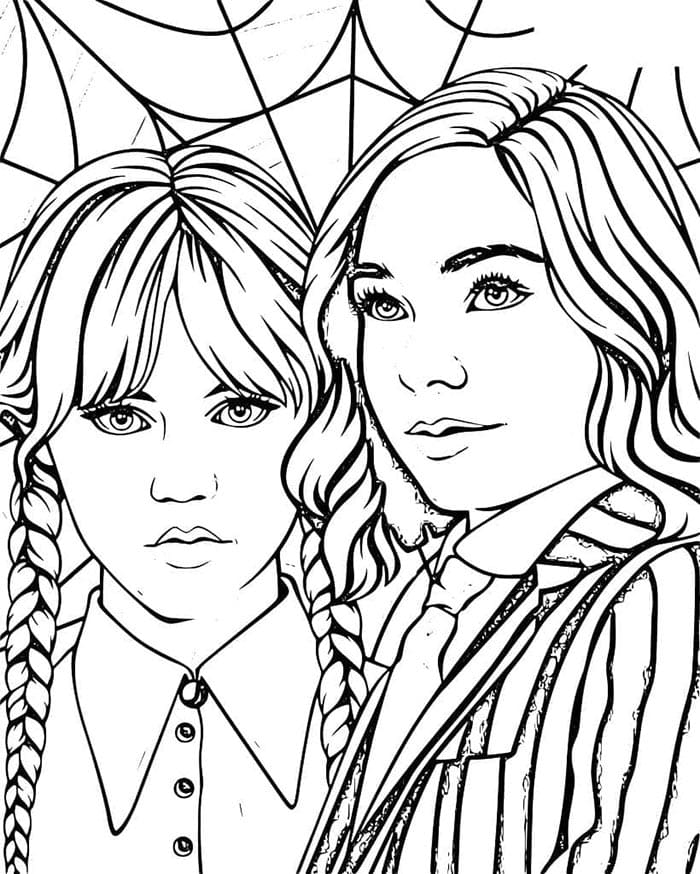 Wednesday Addams Yazıcı Dostu Boyama Sayfası