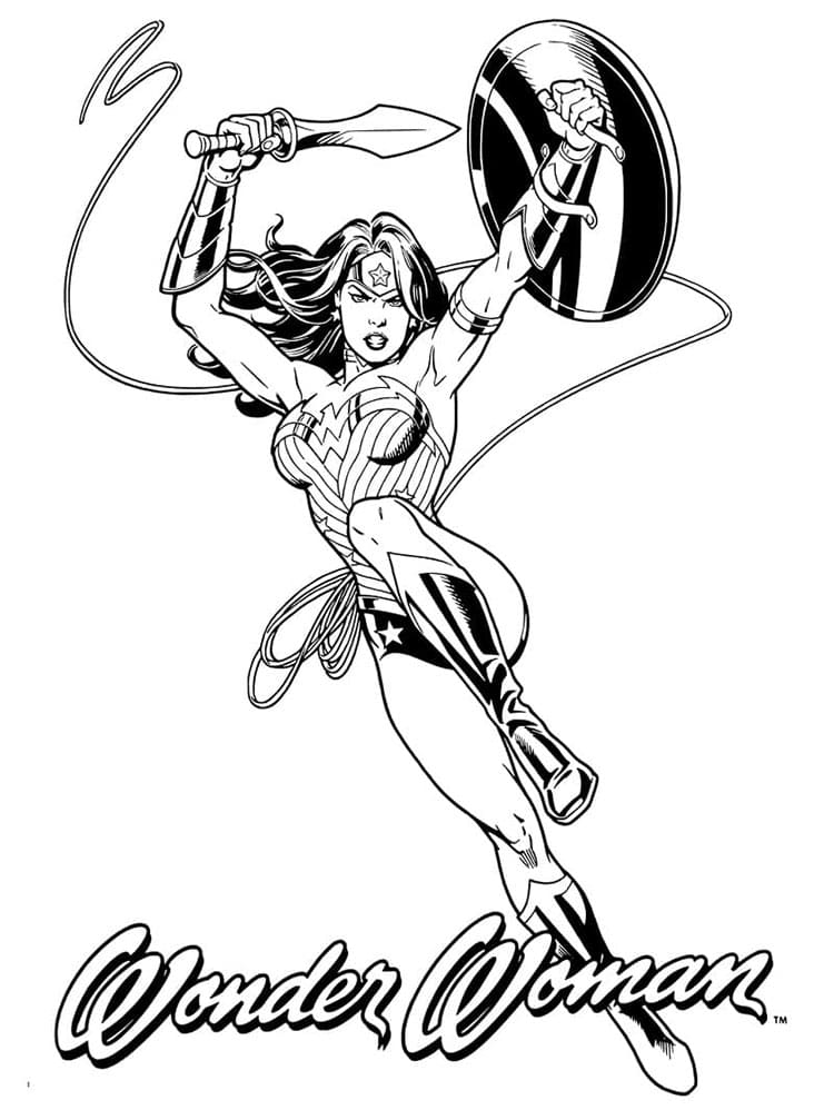 Wonder Woman Görseli Yazdırılabilir Boyama Sayfası